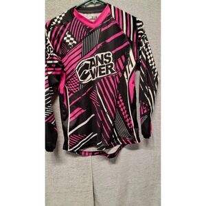 Answer Racing Motocross Jersey Pink Black White Graphic Youth XS Long Sleeve MX